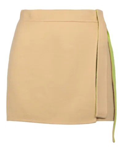 Shop Off-white Wool Blend Mini Skirt In Green