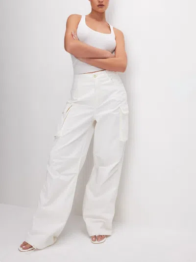 Shop Good American Baggy Cargo In Cloud White In Multi