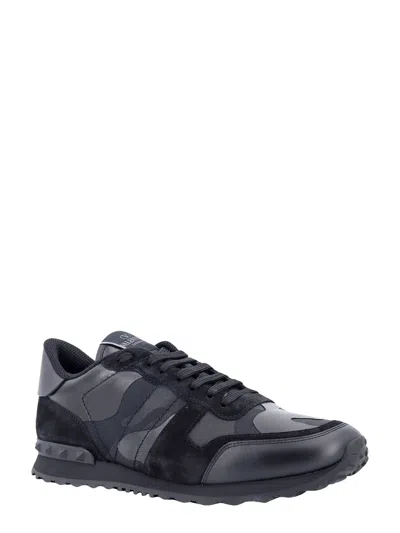 Shop Valentino Garavani Rockrunner Camouflage Fabric And Leather Sneakers