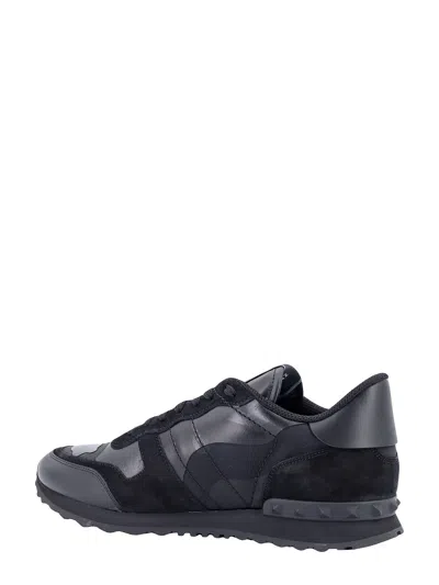 Shop Valentino Garavani Rockrunner Camouflage Fabric And Leather Sneakers