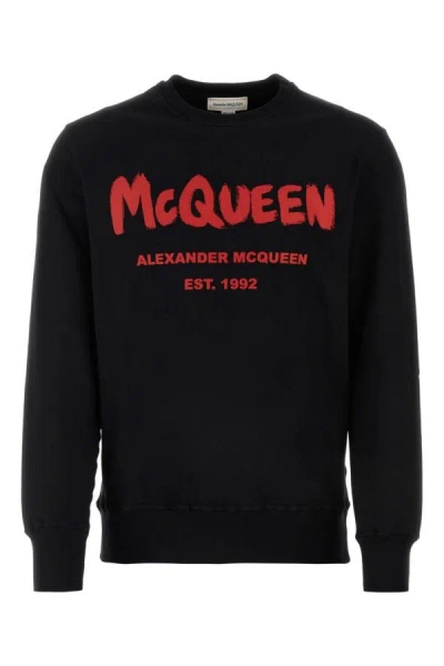 Shop Alexander Mcqueen Man Black Cotton Sweatshirt