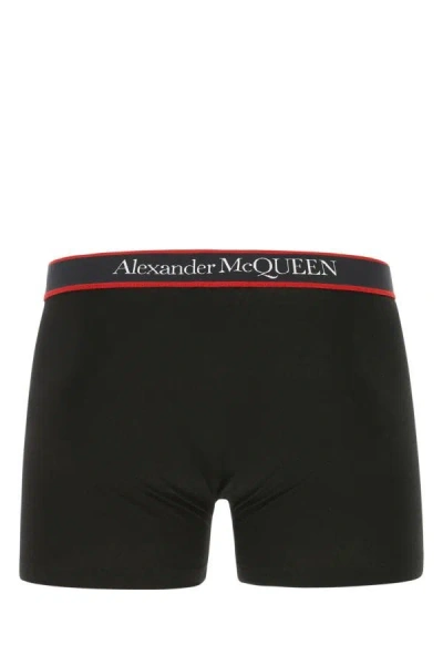 Shop Alexander Mcqueen Man Black Stretch Cotton Boxer