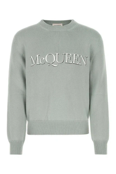 Shop Alexander Mcqueen Man Pastel Green Cotton Sweater