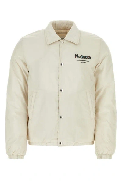 Alexander Mcqueen Man Jacket Light Grey Size 40 Polyester In Brown