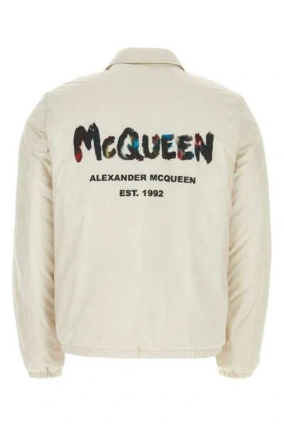 Alexander Mcqueen Man Jacket Light Grey Size 40 Polyester In Brown