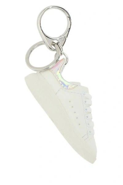 Shop Alexander Mcqueen Man White Leather Sneaker Key Ring