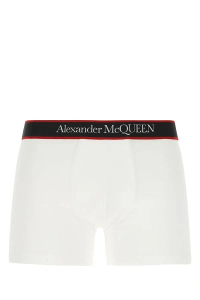 Shop Alexander Mcqueen Man White Stretch Cotton Boxer