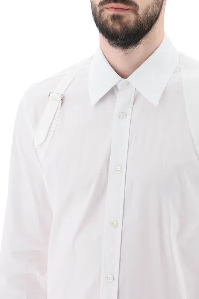 Shop Alexander Mcqueen Stretch Cotton Harness Shirt Men In White