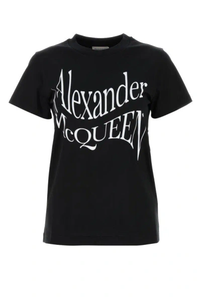 Shop Alexander Mcqueen Woman Black Cotton T-shirt