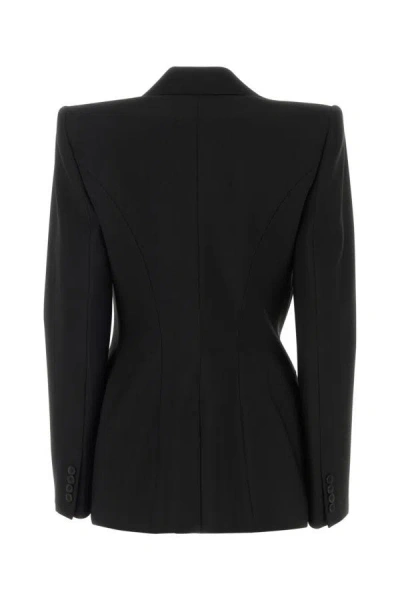 Alexander Mcqueen Tailored Wool Blazer With Back Slit In Black