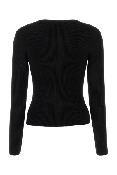 Alexander Mcqueen Cutout Ribbed Wool-blend Sweater In Black