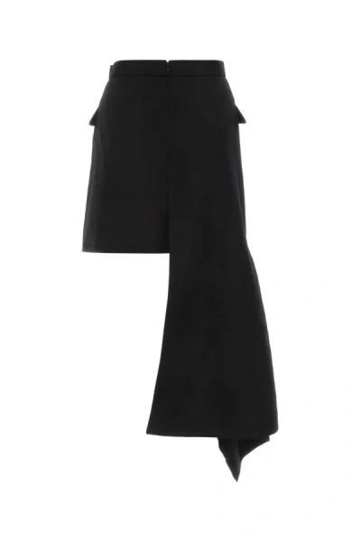 Alexander Mcqueen Zip Slash Mini Skirt In Black