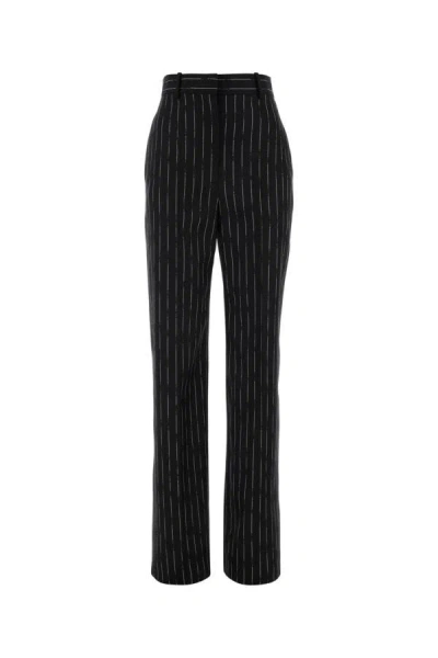 Shop Alexander Mcqueen Woman Embroidered Wool Pant In Multicolor