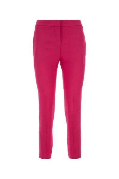 Shop Alexander Mcqueen Woman Fuchsia Crepe Pant In Pink