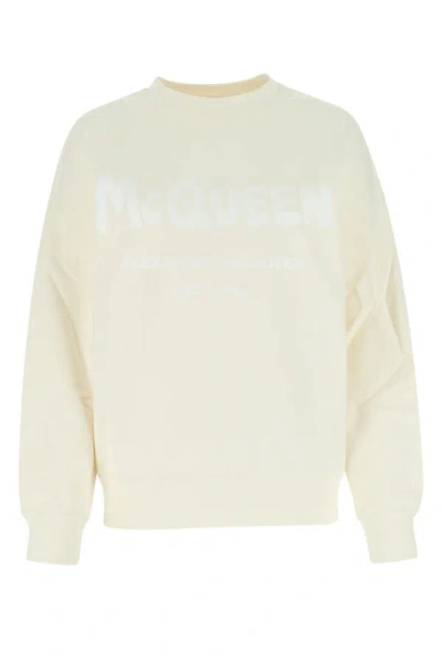 Shop Alexander Mcqueen Woman Ivory Cotton Oversize Sweatshirt In White