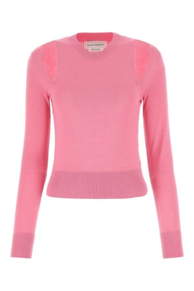 Shop Alexander Mcqueen Woman Pink Silk Blend Sweater
