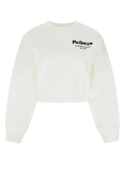 Shop Alexander Mcqueen Woman White Cotton Blend Sweatshirt
