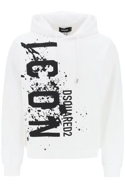 Shop Dsquared2 Cool Fit Hoodie With Icon Splash Print Men In White