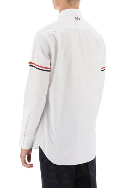 Shop Thom Browne Poplin Button-down Shirt With Rwb Armbands Men In White