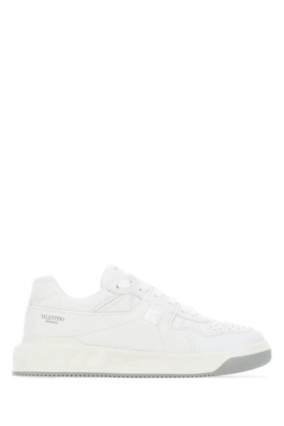 Shop Valentino Garavani Man White Nappa Leather One Stud Sneakers In Multicolor