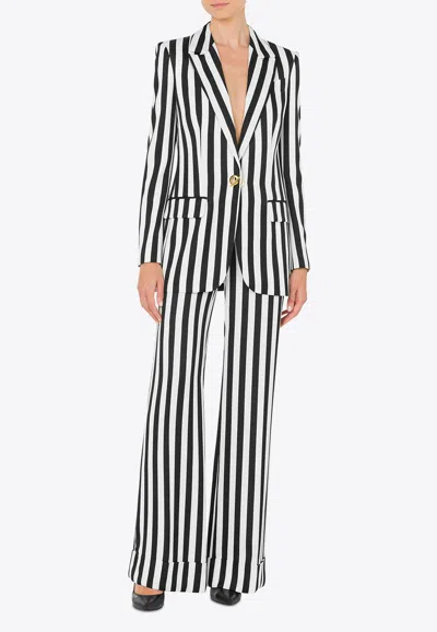 Moschino Single-breasted Striped Blazer In Monochrome