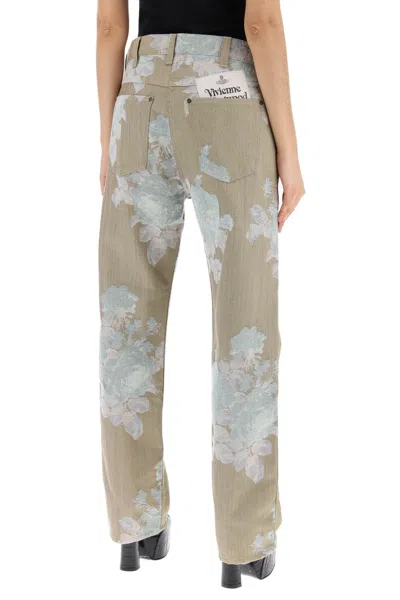 Shop Vivienne Westwood "floral Jacquard Ranch Jeans Women In Multicolor