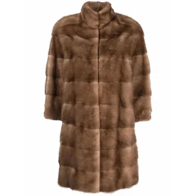 Blancha Leather Outerwear In Brown