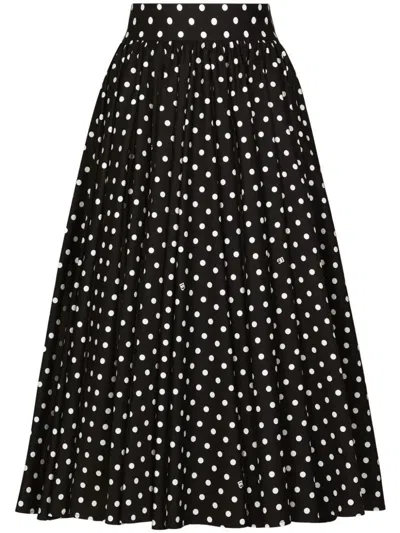 Shop Dolce & Gabbana Polka Dot Print Skirt Clothing In Black