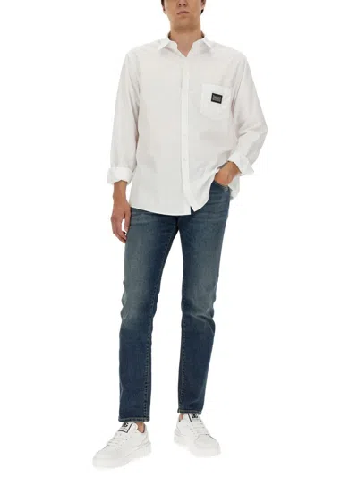 Shop Dolce & Gabbana Shirt With Logo Plaque In White