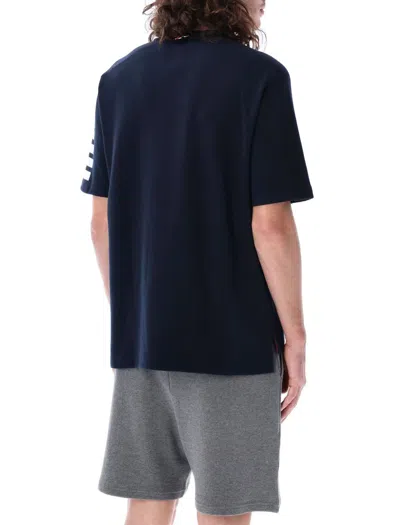 Shop Thom Browne T-shirt With 4 Bar Stripes In Navy