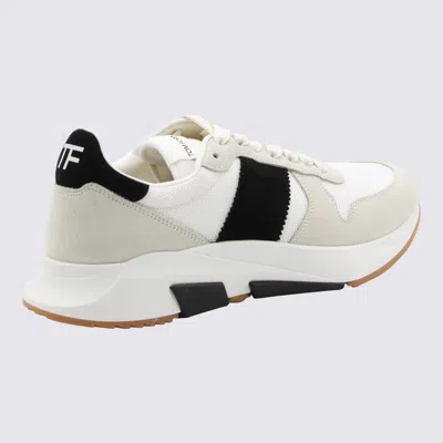 Shop Tom Ford Ivory And Black Canvas And Suede Sneakers In White