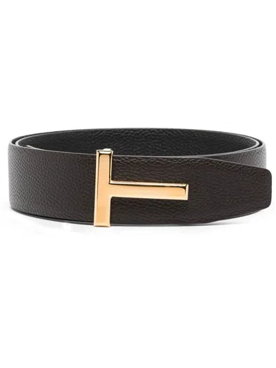 Shop Tom Ford Logo T Belt Accessories In Brown
