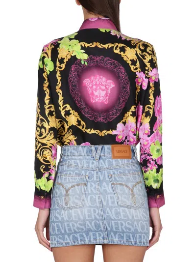 Shop Versace Orchid Jellyfish Print Shirt In Multicolour