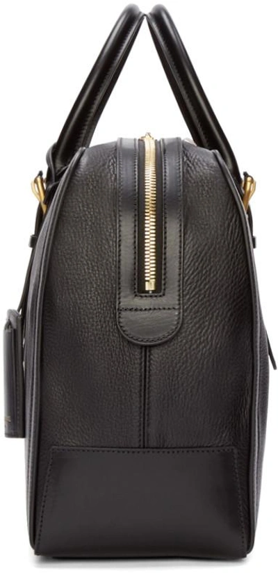 Shop Thom Browne Black Leather Duffle Bag