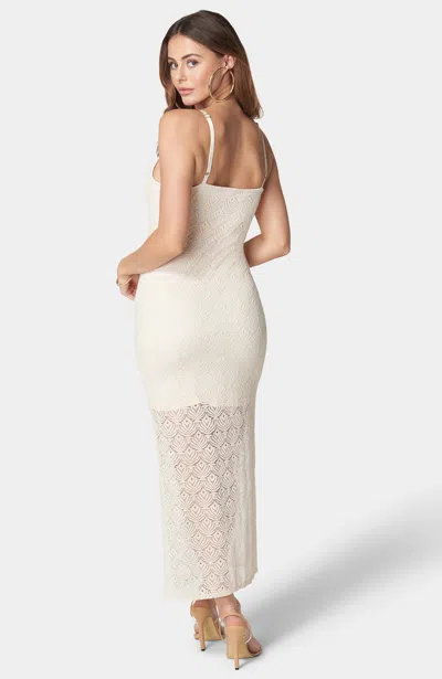 Bebe V Neck Maxi Lace Dress In White