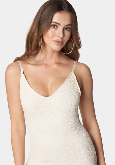 Bebe V Neck Maxi Lace Dress In White