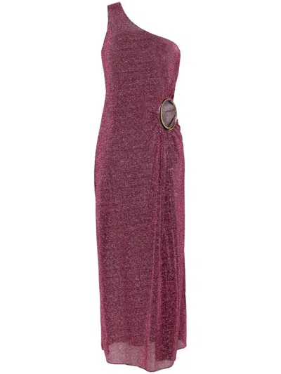 Shop Oseree Oséree Long Lumière O-ring Dress In Pink & Purple