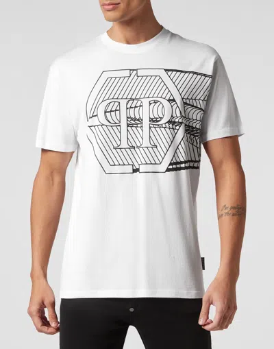 Philipp Plein T-shirt Round Neck Ss Skull & Bones In White