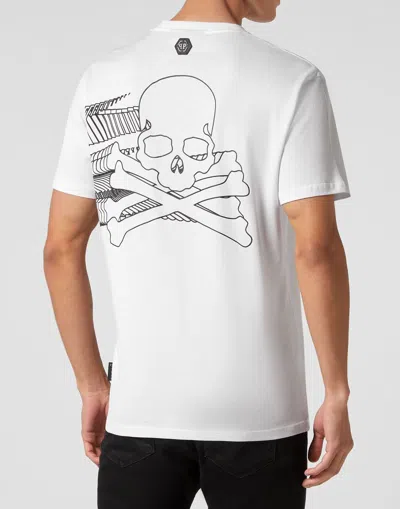 Philipp Plein T-shirt Round Neck Ss Skull & Bones In White