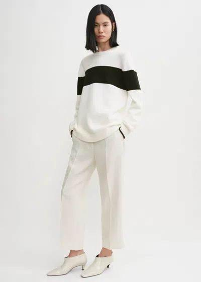 Totême White Sweater With Contrasting Stripe In White,black