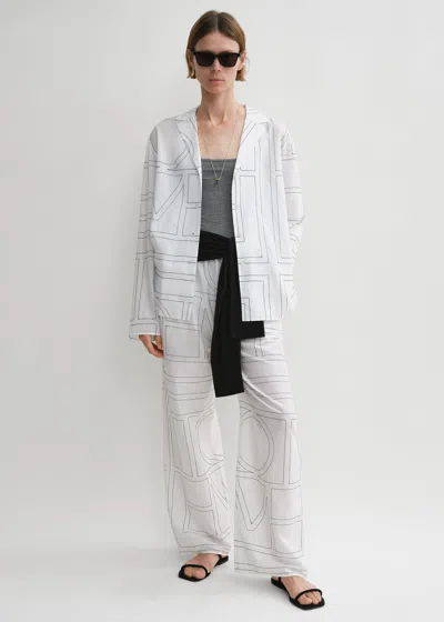 Totême Womens White Black Monogram Spread-collar Cotton-blend Shirt In Multi