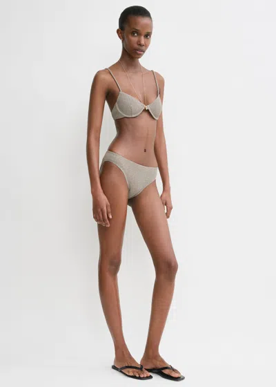 Totême Smocked Half-cup Bikini Top Dove In Dove