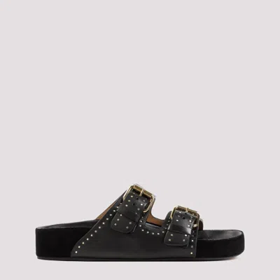 Shop Isabel Marant Black Lennyo Calf Leather Sandals