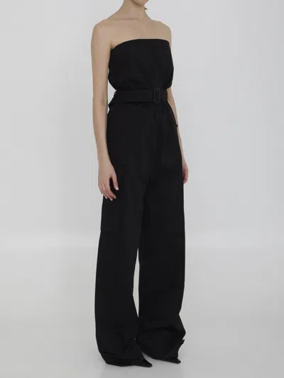 Shop Saint Laurent Cassandre Bustier Jumpsuit In Black