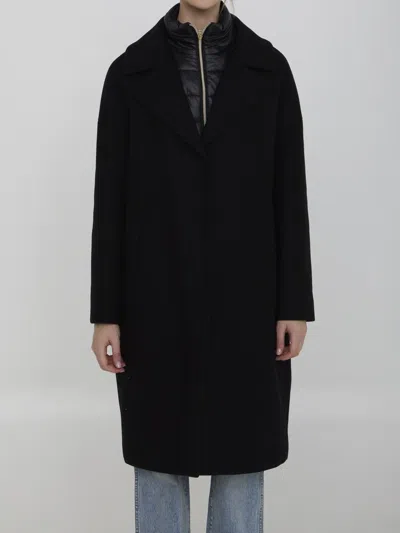 Shop Herno Coat In Wool And Nylon In Black