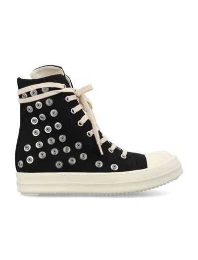 Shop Rick Owens Drkshdw Sneaks All-over Button Woman In Black/white