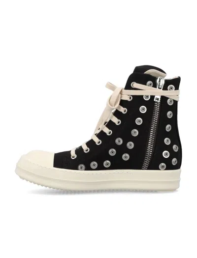 Shop Rick Owens Drkshdw Sneaks All-over Button Woman In Black/white
