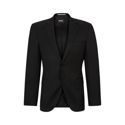 Shop Hugo Boss Single-breasted Jacket In Virgin-wool Serge In Black