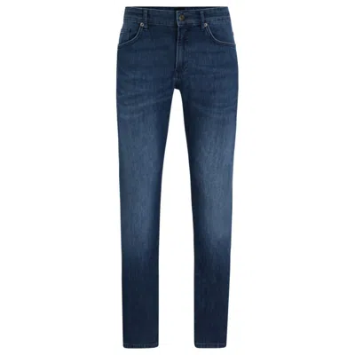 Shop Hugo Boss Slim-fit Jeans In Blue Comfort-stretch Denim