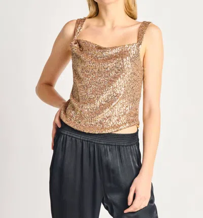 Shop Dex Cropped Sequin Tank Top In Gold
